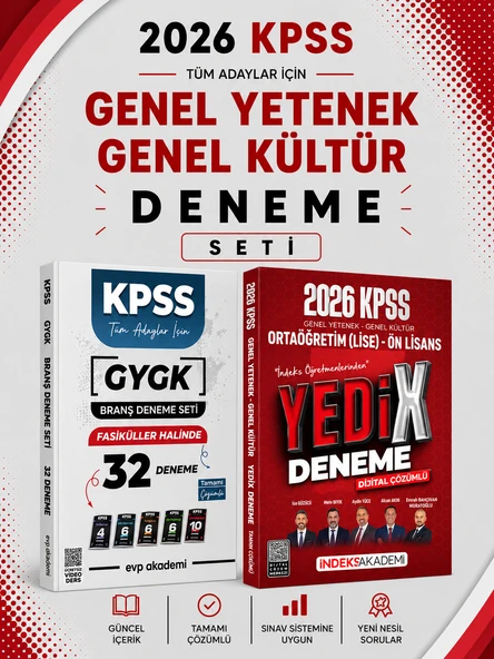 İndeks 2026 KPSS Lise Ön Lisans GKGY 7 DenemeX & EVP Akademi KPSS Tüm Dersler 32 Deneme Seti ürün görseli 1