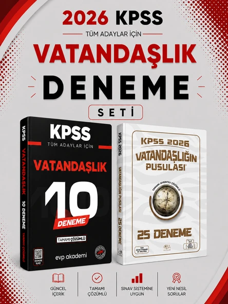 CBA Yayınları 2026 KPSS Vatandaşlık 25 Deneme & KPSS Vatandaşlık 10 Deneme EVP Akademi Seti ürün görseli 1