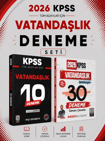 İndeks 2026 KPSS Vatandaşlık 30 Deneme & KPSS Vatandaşlık 10 Deneme EVP Akademi Seti ürün görseli 1