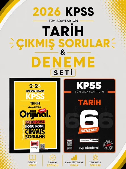 Yargı 2026 KPSS Tarih Tüm Sınavlar Çıkmış Sorular & KPSS Tarih 6 Deneme EVP Akademi Seti ürün görseli 1