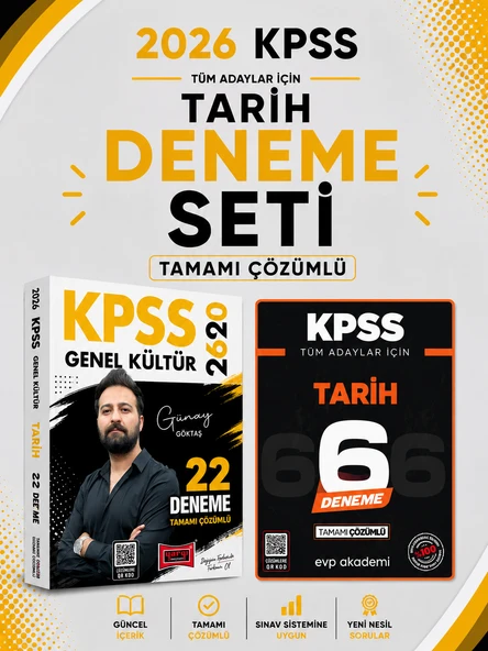 Yargı 2026 KPSS Tarih 22 Deneme & KPSS Tarih 6 Deneme EVP Akademi Seti ürün görseli 1