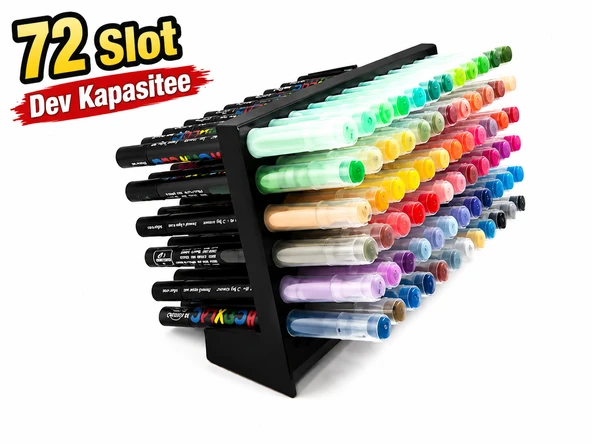 ?️✨ 72 Slot Dev Kapasiteli Marker Kalem Standı ??️ Masaüstü Kalem Organizeri ? Çok Bölmeli ürün görseli 1