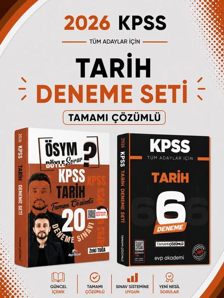 Dizgi Kitap 2026 KPSS Tarih 20 Deneme & KPSS Tarih 6 Deneme EVP Akademi Seti ürün görseli 1