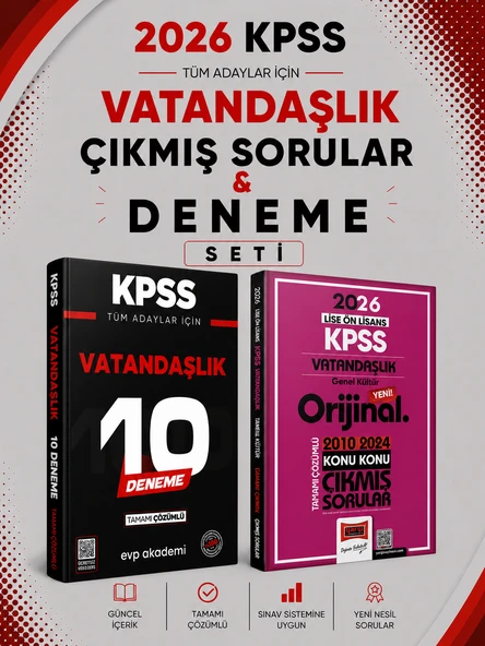 Yargı 2026 KPSS Vatandaşlık Çıkmış Sorular & KPSS Vatandaşlık 10 Deneme EVP Akademi Seti ürün görseli 1
