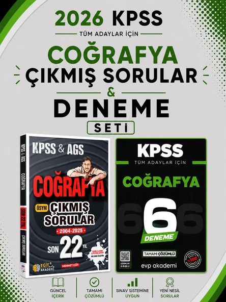 Eğit Akademi 2026 KPSS Coğrafya Çıkmış Sorular & KPSS Coğrafya 6 Deneme EVP Akademi Seti ürün görseli 1
