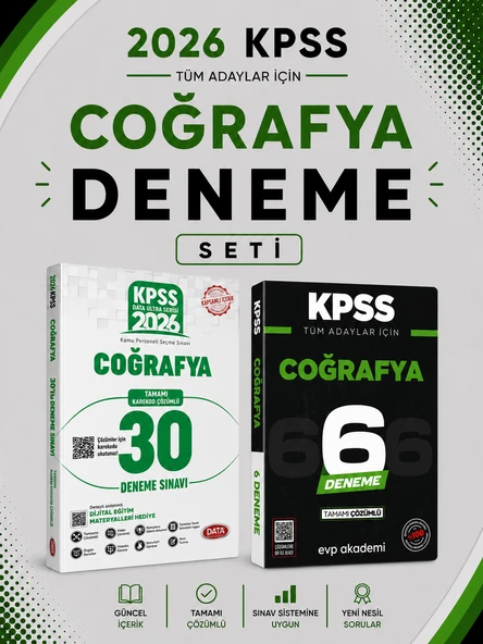 Data 2026 KPSS Coğrafya 30 Deneme & KPSS Coğrafya 6 Deneme EVP Akademi Seti ürün görseli 1