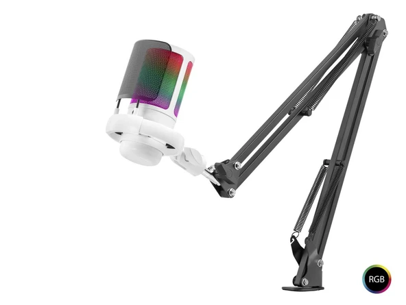 Gaming Rgb Mikrofon Seti Boom Mikrofon Kolu Type-C 192Khz 24Bit Beyaz ME6S35W ürün görseli 1