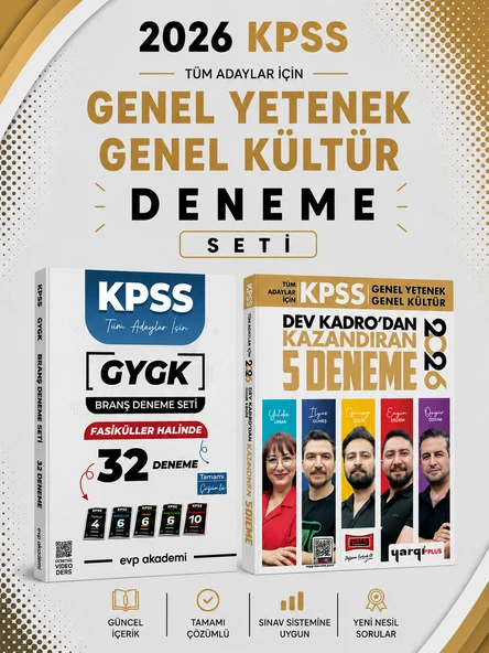 Yargı 2026 KPSS GKGY Kazandıran 5 Deneme & EVP Akademi KPSS Tüm Dersler 32 Deneme Seti ürün görseli 1