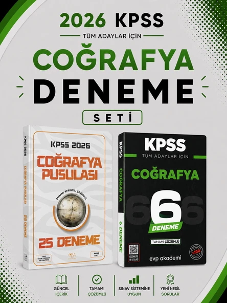 CBA Yayınları 2026 KPSS Coğrafya 25 Deneme & KPSS Coğrafya 6 Deneme EVP Akademi Seti ürün görseli 1