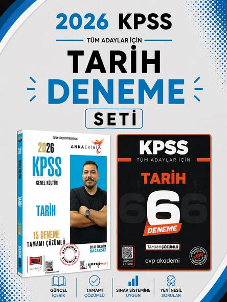 Yargı 2026 KPSS Tarih 15 Deneme & KPSS Tarih 6 Deneme EVP Akademi Seti ürün görseli 1