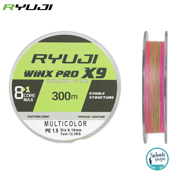 Ryuji Winx Pro X9 İp Misina 300mt PE 1.5 0.16mm 12.2kg Multicolor ürün görseli 1