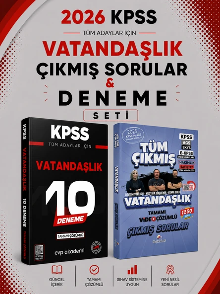 Dizgi 2026 KPSS Vatandaşlık Çıkmış Sorular & KPSS Vatandaşlık 10 Deneme EVP Akademi Seti ürün görseli 1