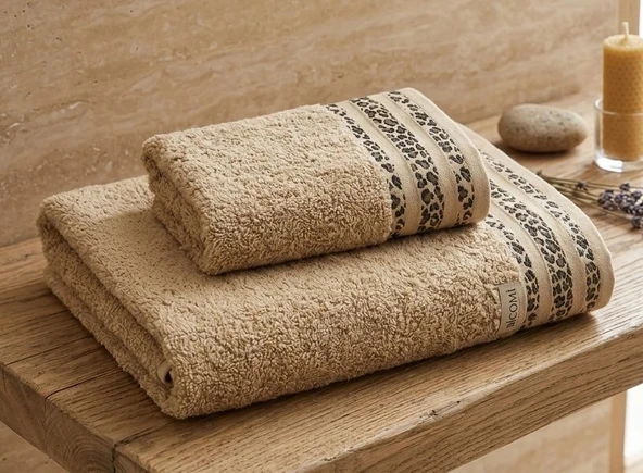Savana Premium %100 Pamuklu Ultra Emici 2’li Banyo ve El-Yüz Havlu Seti (Kum Beji) ürün görseli 1