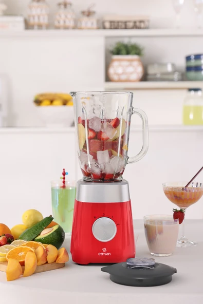 Emsan Multiblend Smoothie Blender Red 1000W - Resim 2