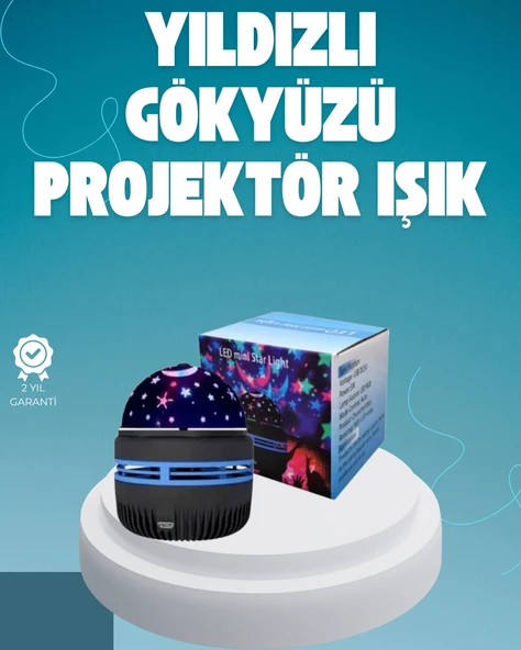 Nevamel® Döner Galaxy Projektör Gece Lambası – Ay ve Yıldız Işıklı Atmosfer Lamba USB Bağlantılı ürün görseli 1