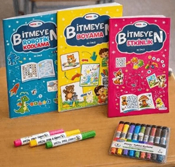 Boya Sil Bitmeyen Boyama 3 + Boya Kalemi Hediyeli ürün görseli 1