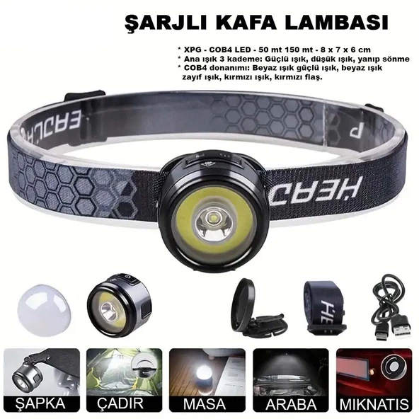 7 Mod Şarjlı Kafa Ve Kamp Lambası Wt-618 ürün görseli 1