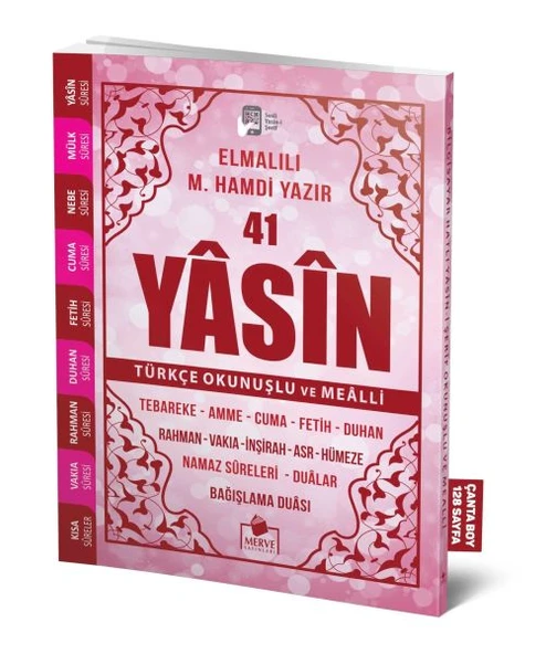 41 Yasin Çanta Boy Türkçe Okunuşlu ve Mealli Pembe Kapak ürün görseli 1