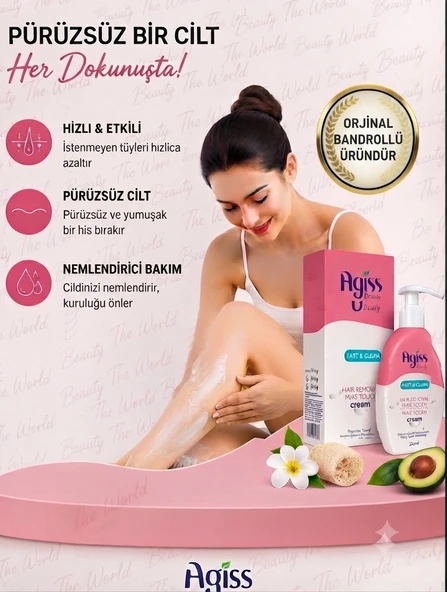 Agis Beauty Fast Clean Tüy Dökücü Krem 250 ml Tüm Cilt Tipleri Nemlendirici Bakım ürün görseli 1