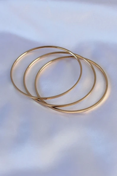 Nevamel® 316L Çelik Gold Renk Ajda Model Kadın 65 mm Bilezik 5886 ürün görseli 1