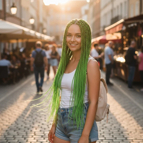 Afrika Örgüsü Ve Rasta İçin Sentetik / Neon Yeşil ürün görseli 1
