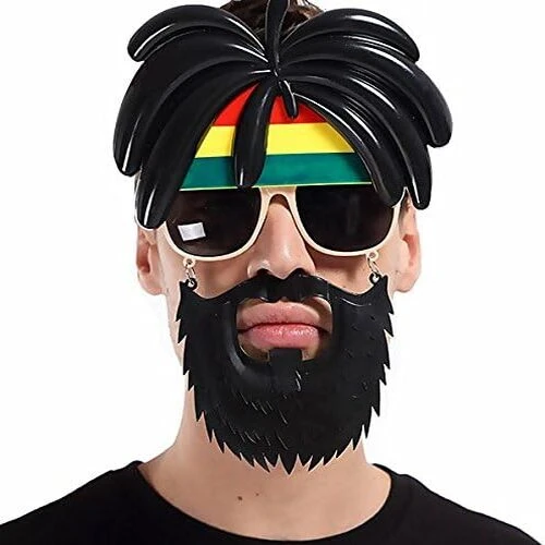 Rasta Peruklu Rasta Sakallı Bob Bıyıklı Parti Gözlüğü 27x18 cm ürün görseli 1
