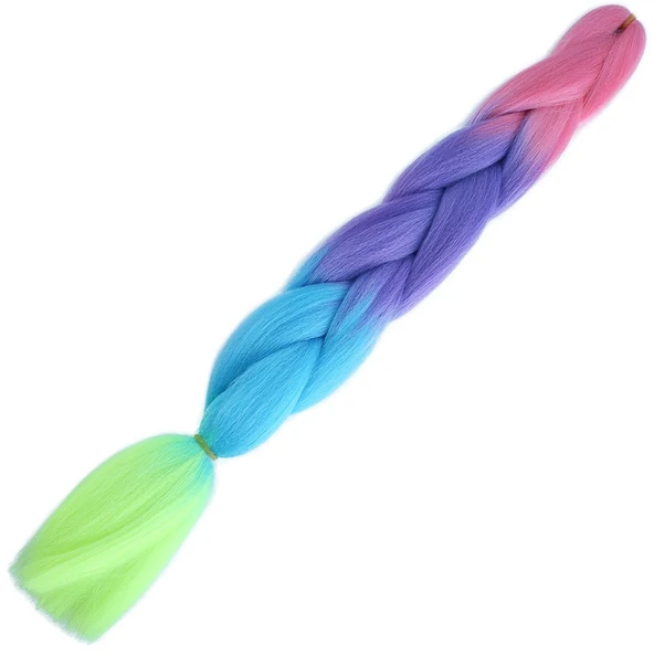Afrika Örgülük Ombreli Sentetik 100 Gr. / Pembe / Mor / Açık Mavi / Neon Sarı ürün görseli 1