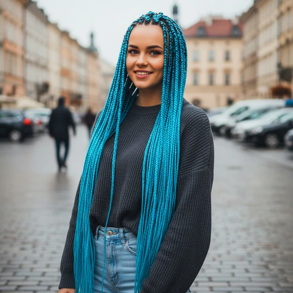 Afrika Örgüsü Ve Rasta İçin Sentetik / Turkuaz ürün görseli 1