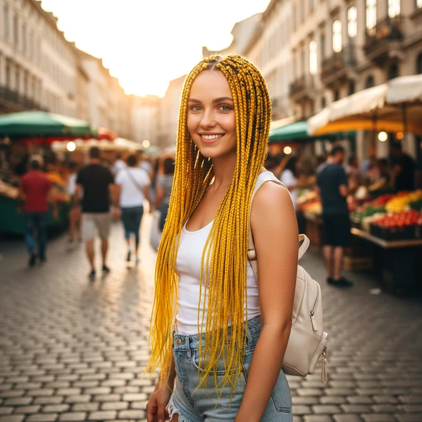 Afrika Örgüsü Ve Rasta İçin Sentetik / Koyu Sarı ürün görseli 1