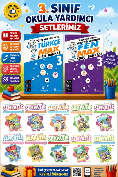 3.Sınıf Türkçe Max + Fen Max + Sempatik Hikaye Seti ürün görseli 1