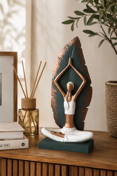 Valerine Life Zenora Yapraklı Yoga Motifli Biblo Vazo Seti Salon Konsol Masaüstü Ev Aksesuarı ürün görseli 1