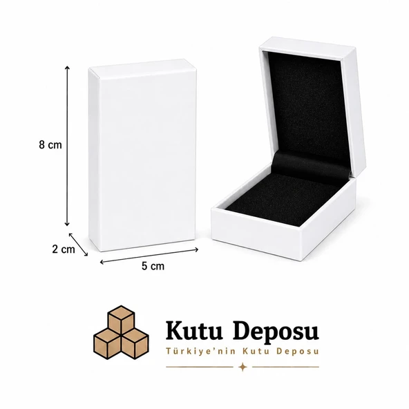 5x8x2 cm Tam Kapaklı Selefonlu Süngerli Takı Kutusu - Beyaz (DEMONTE) (50 ADET) ürün görseli 1