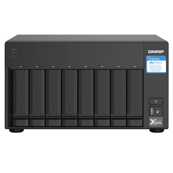 QNAP TS-832PX-4GB (8x3.5''/2.5'') Tower NAS ürün görseli 1