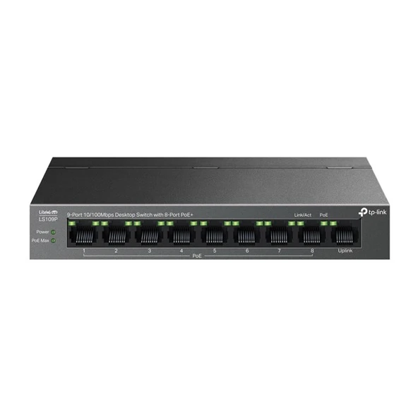 Tp-Link LS109P 10/100 8 Port PoE Switch ürün görseli 1