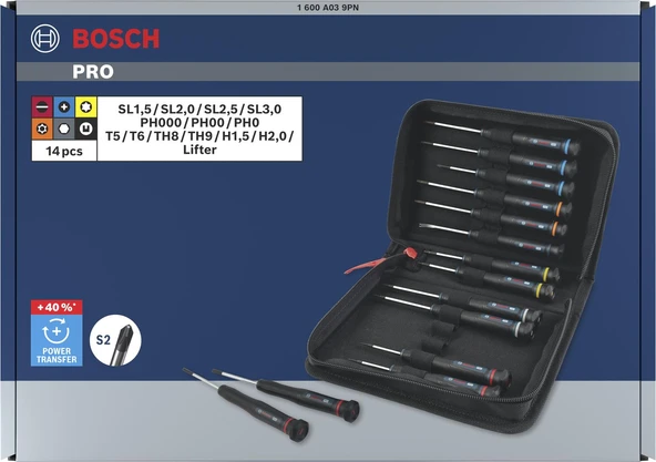 Bosch Hassas Uçlu Tornavida PH/SL/TX/TH/H 14 Parça ürün görseli 1