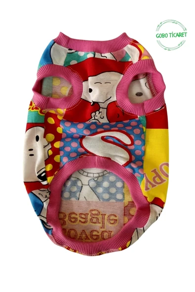 Gobo Snoopy Desenli Pembe Kollu Kedi Köpek Kıyafeti Elbisesi XLARGE/XL/Beden 4 ürün görseli 1