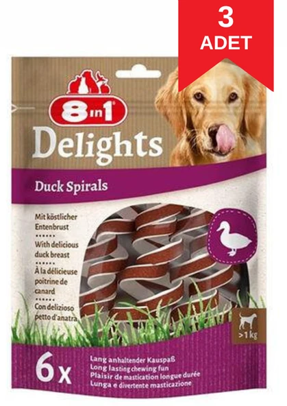 8in1 Delights Duck Spirals Ördekli Burgu Köpek Ödülü 6`lı X 3 Adet ürün görseli 1