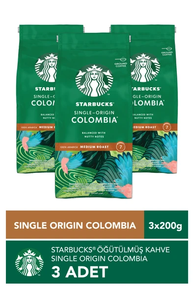 starbucks coffee 3 Adet Single Origin Colombia Öğütülmüş Kahve 3x200g ürün görseli 1