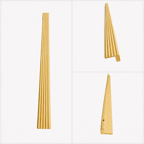 Özen Çizgili Mat Sarı 1 Adet 512 mm Mobilya Kulpu Metal Çekmece Dolap Kapak Kulp Modern Şık Tasarım ürün görseli 1
