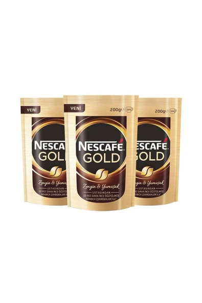 Nescafe Gold Çözünebilir Kahve 200 Gr X 3 ürün görseli 1
