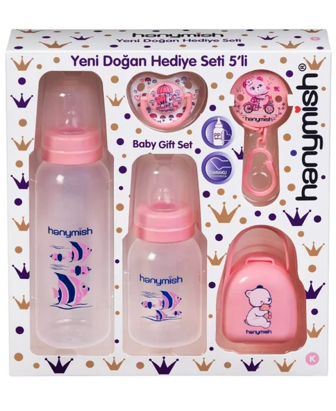Hanymish 654 Yenidoğan Pp Hediye Seti 5li - Pembe ürün görseli 1