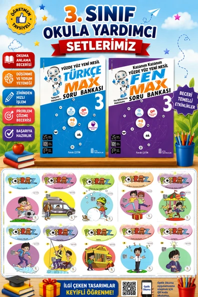 3.Sınıf Türkçe Max + Fen Max + Poyraz Hikaye Seti ürün görseli 1