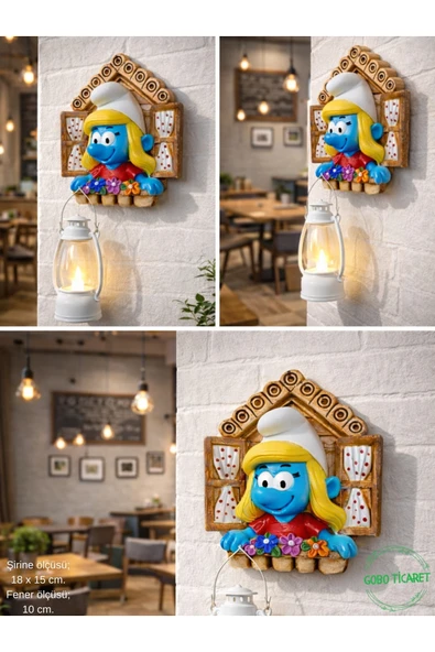 Gobo Fenerli Şirine Figürlü Pilli Duvar Dekoru Süsü - Hediyelik Gece Lambası 18x15 cm Farklı Renklerde ürün görseli 1