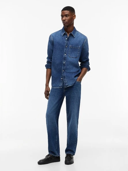 REGULAR DENIM SHIRT EXT CJ8039 Erkek Mavi Gömlek - DM0DM23390 ürün görseli 1