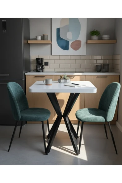 MUTFAK CAFE BALKON BAHÇE RESTORAN YEMEK MASASI 70X70 METAL AYAK KALINLAŞTIRMALI ürün görseli 1