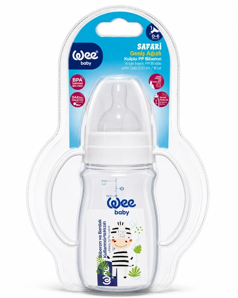 Wee Baby Safari Kulplu Pp Biberon 250 Ml 0-6 Ay ürün görseli 1