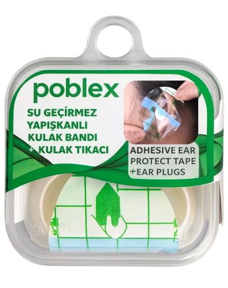 Poblex Su Geçirmez Yapışkan Kulak Bandı + Kulak Tıkacı ürün görseli 1