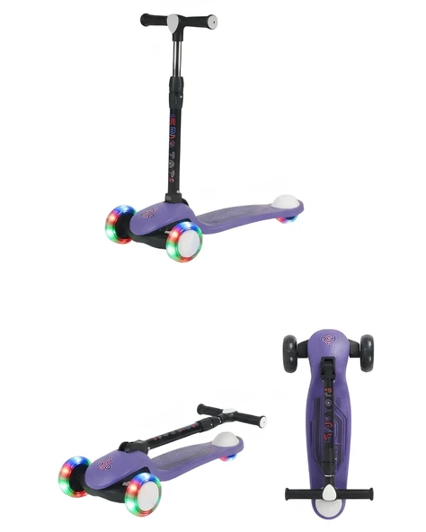 Pro Işıklı ve Katlanabilir 3 Tekerlekli Çocuk Scooter 3+YAŞ 50 KG Kapasite ürün görseli 1