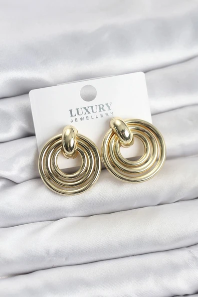Nevamel® Gold Renk Pirinç Vintage Kadın Küpe 5886 ürün görseli 1