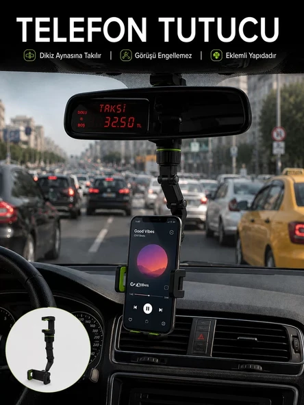 Nevamel® Araç İçi Telefon Standı Dikiz Aynasına Takılan Ayarlanabilir Telefon Tutucu ürün görseli 1